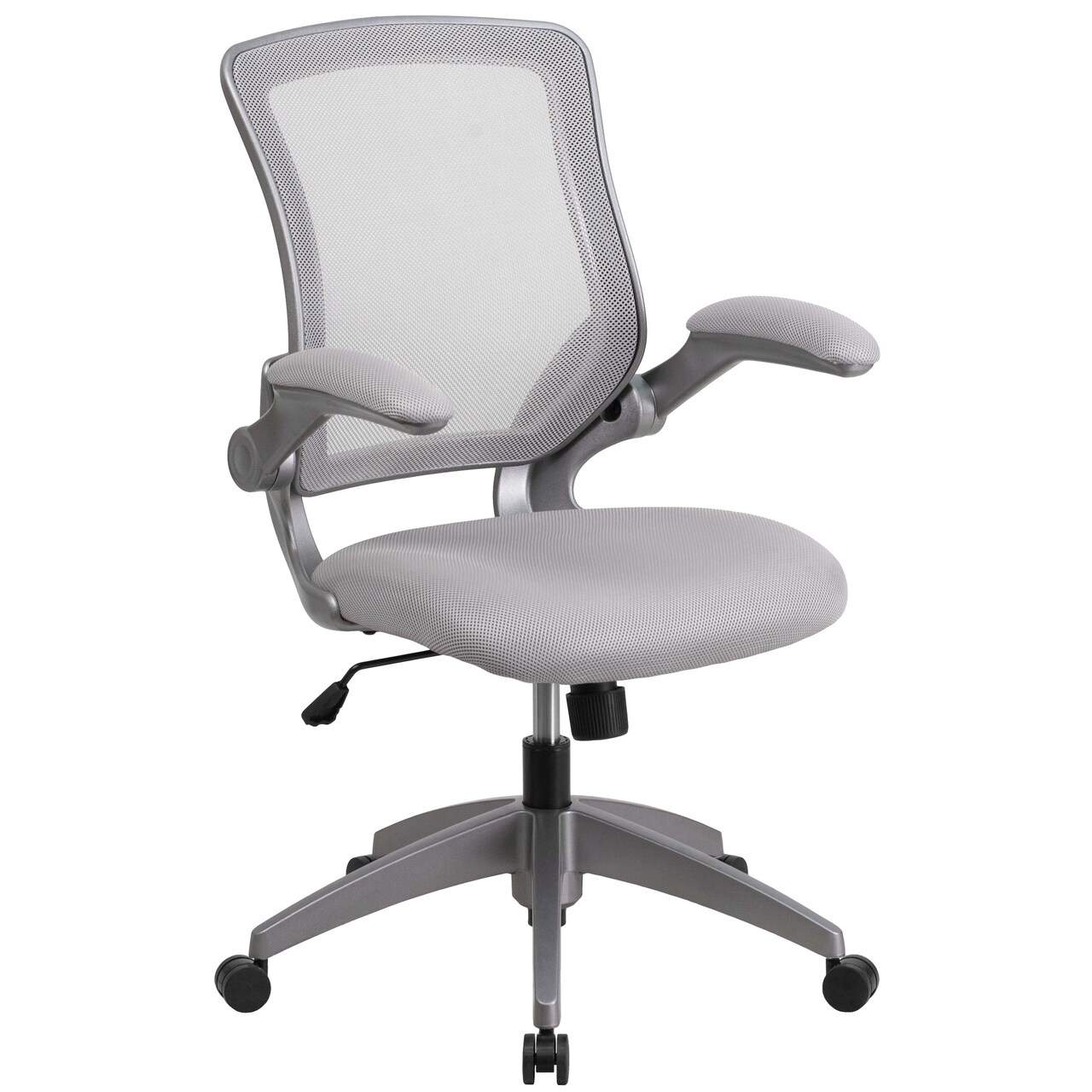 Emma and Oliver Mid-Back Mesh Swivel Ergonomic Task Office Chair with Gray Frame & Flip-Up Arms